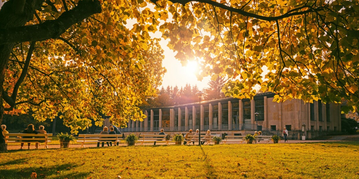 Goldener Herbst an der KunstWandelhalle Bad Elster